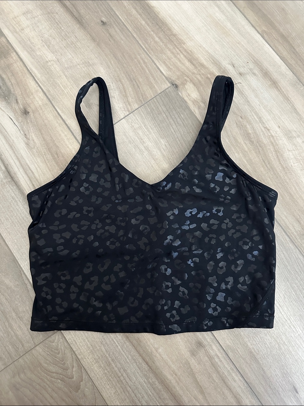 Black Leopard Print Cropped Sports Bra Tank